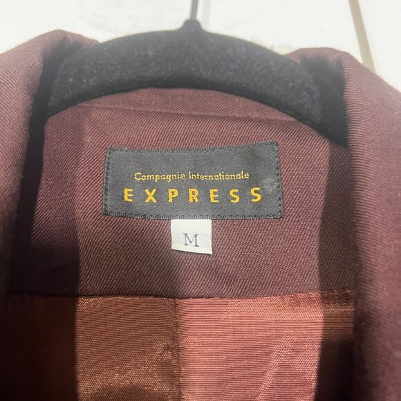 Express Vintage Wool Blazer Brown 2-Button Size 2 / Medium Office Work Preppy - Picture 3 of 8